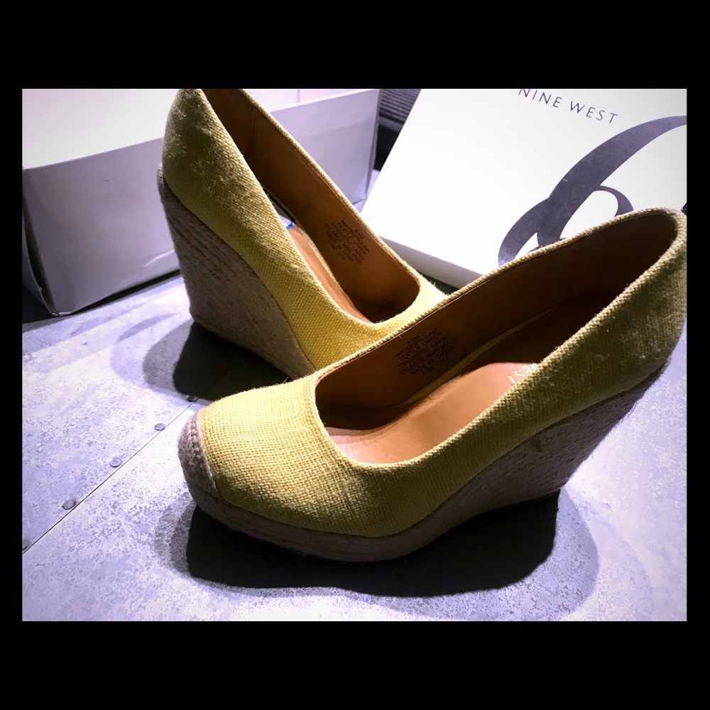 Nine West Yellow Skip N Jump Espadrille Wedges